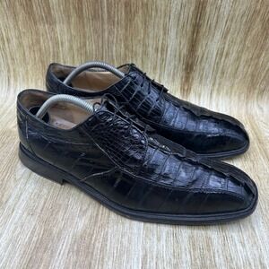 Studio Belvedere Genuine Crocodile Oxford Men's Size 10 Black Exotic Split Toe